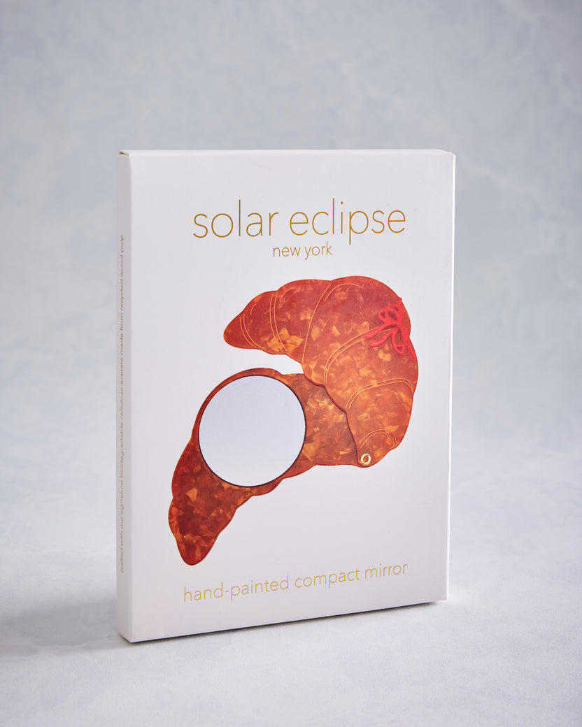 Brown Combo - Hand Painted Bow Croissant Compact Mirror - Solar Eclipse - Printfresh