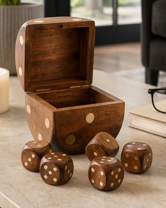 Brown - Dice Shaped Game Set - Sagebrook Home - Printfresh