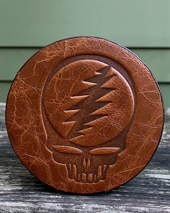 Brown - Leather Coaster Steal Your Face Grateful Dead - Jimmyrockit - Printfresh