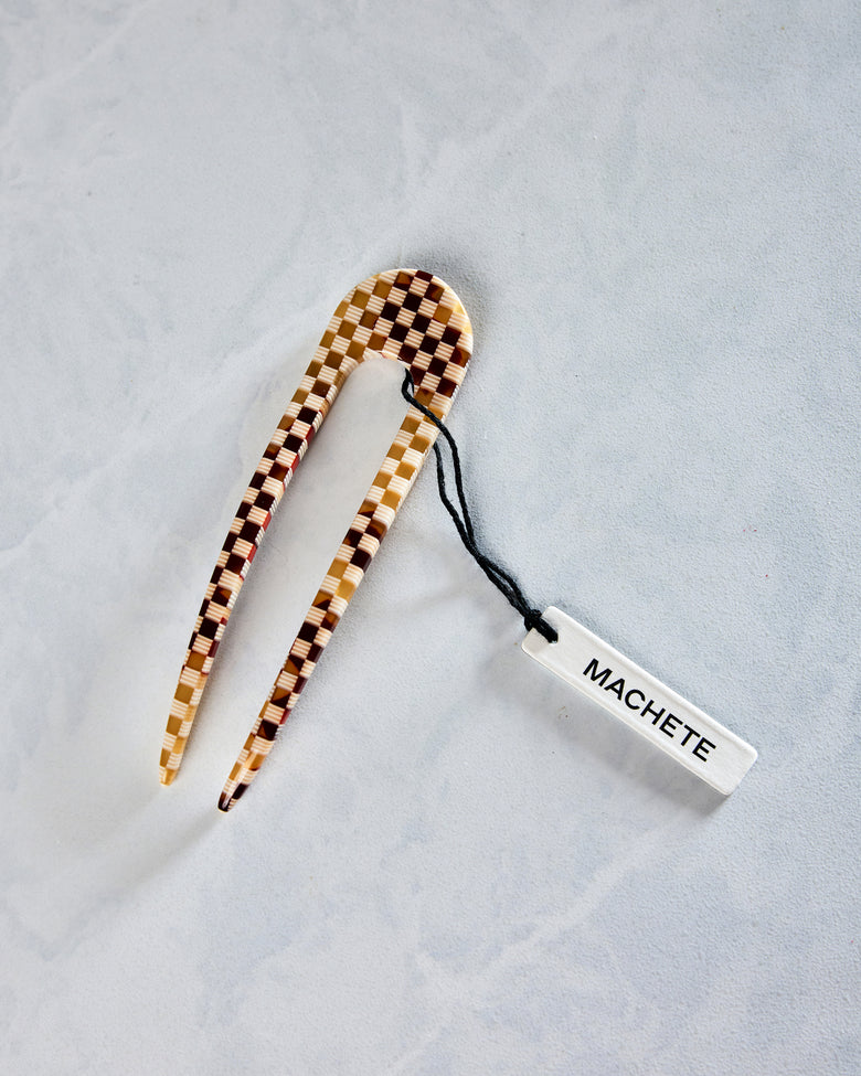Tortoise Checker - French Hair Pin  - Machete - Printfresh