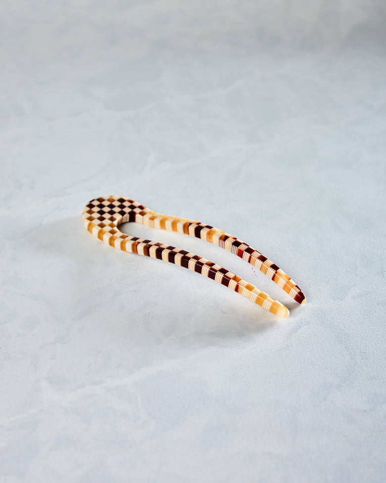 Tortoise Checker - French Hair Pin  - Machete - Printfresh