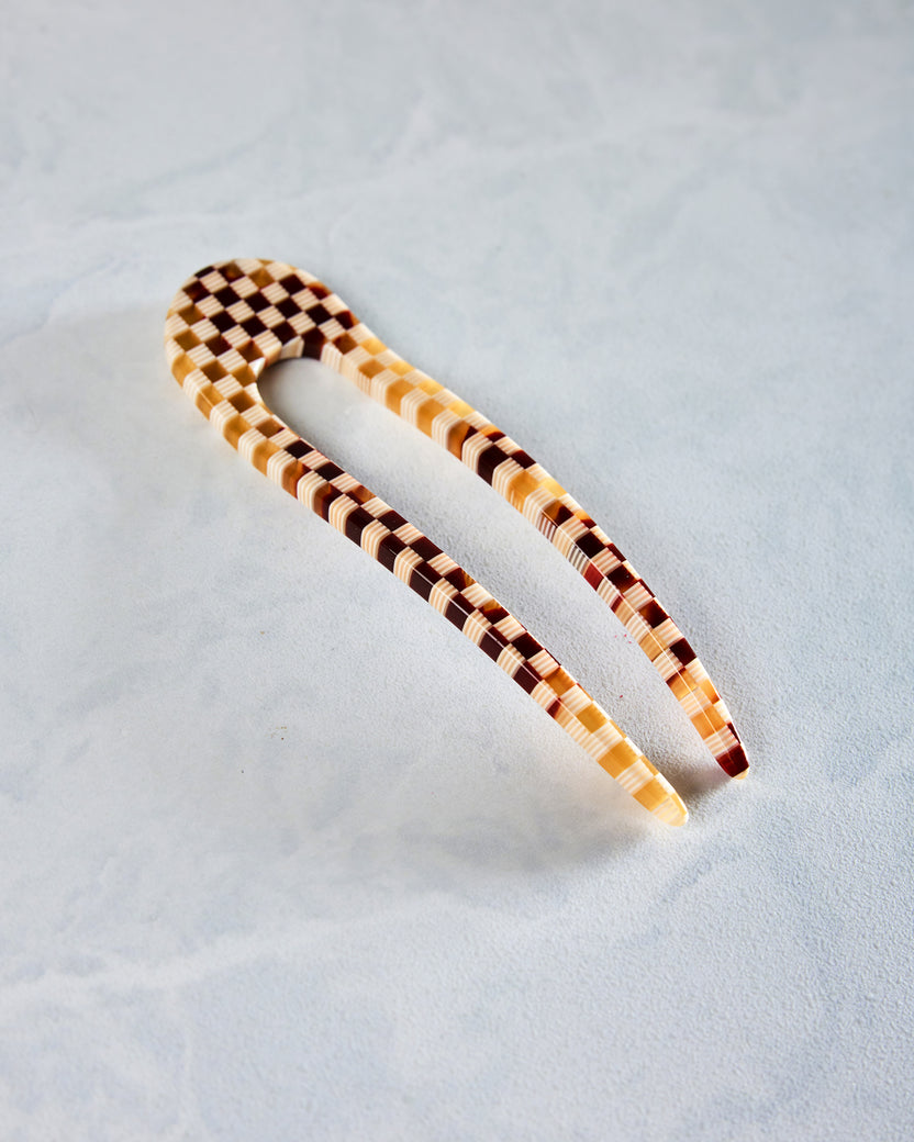 Tortoise Checker - French Hair Pin  - Machete - Printfresh