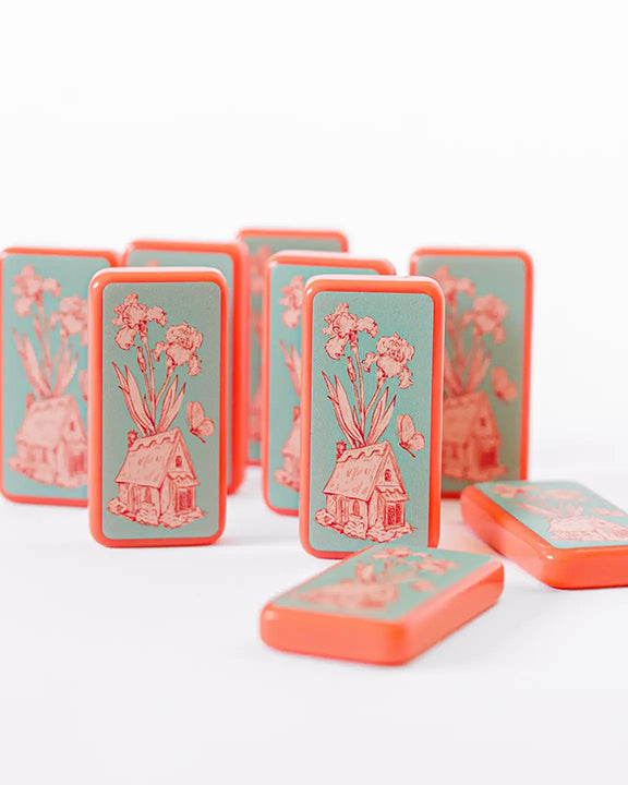 Coral - Fairy House Toile Domino Set - Good Juju Ink - Printfresh