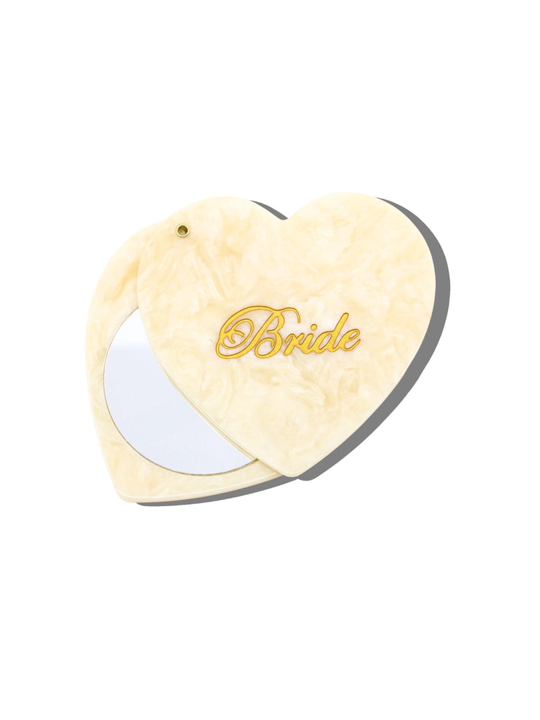 Cream - Hand Painted Bride Compact Mirror - Solar Eclipse - Printfresh
