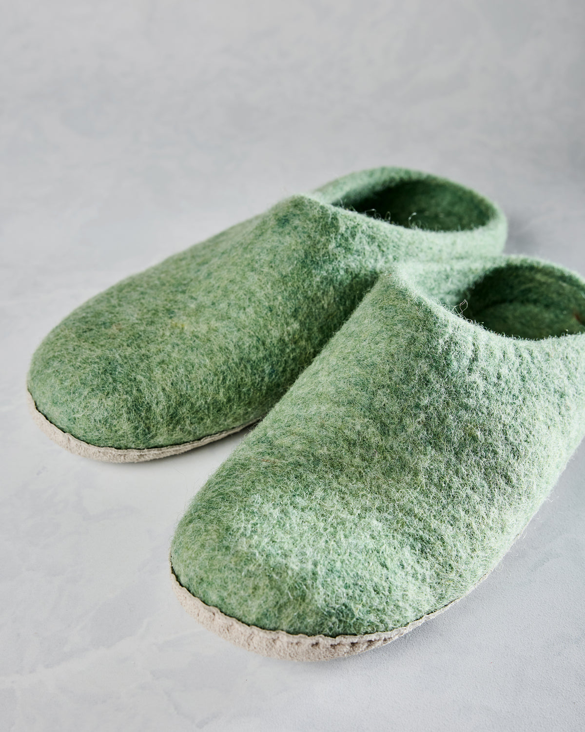Eucalyptus Green - Organic Merino Wool Slippers  - Fuzzy Cove - Printfresh