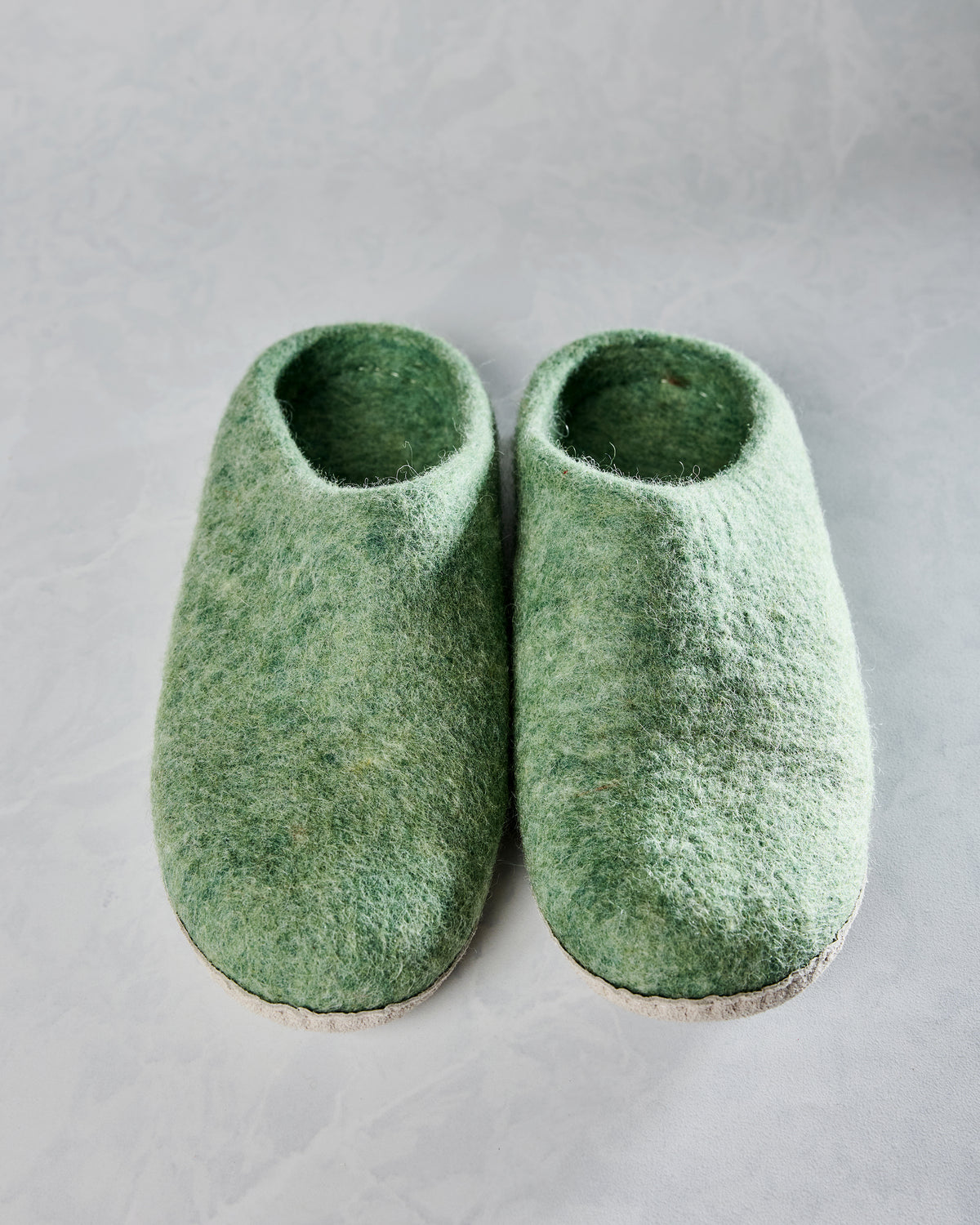 Eucalyptus Green - Organic Merino Wool Slippers  - Fuzzy Cove - Printfresh
