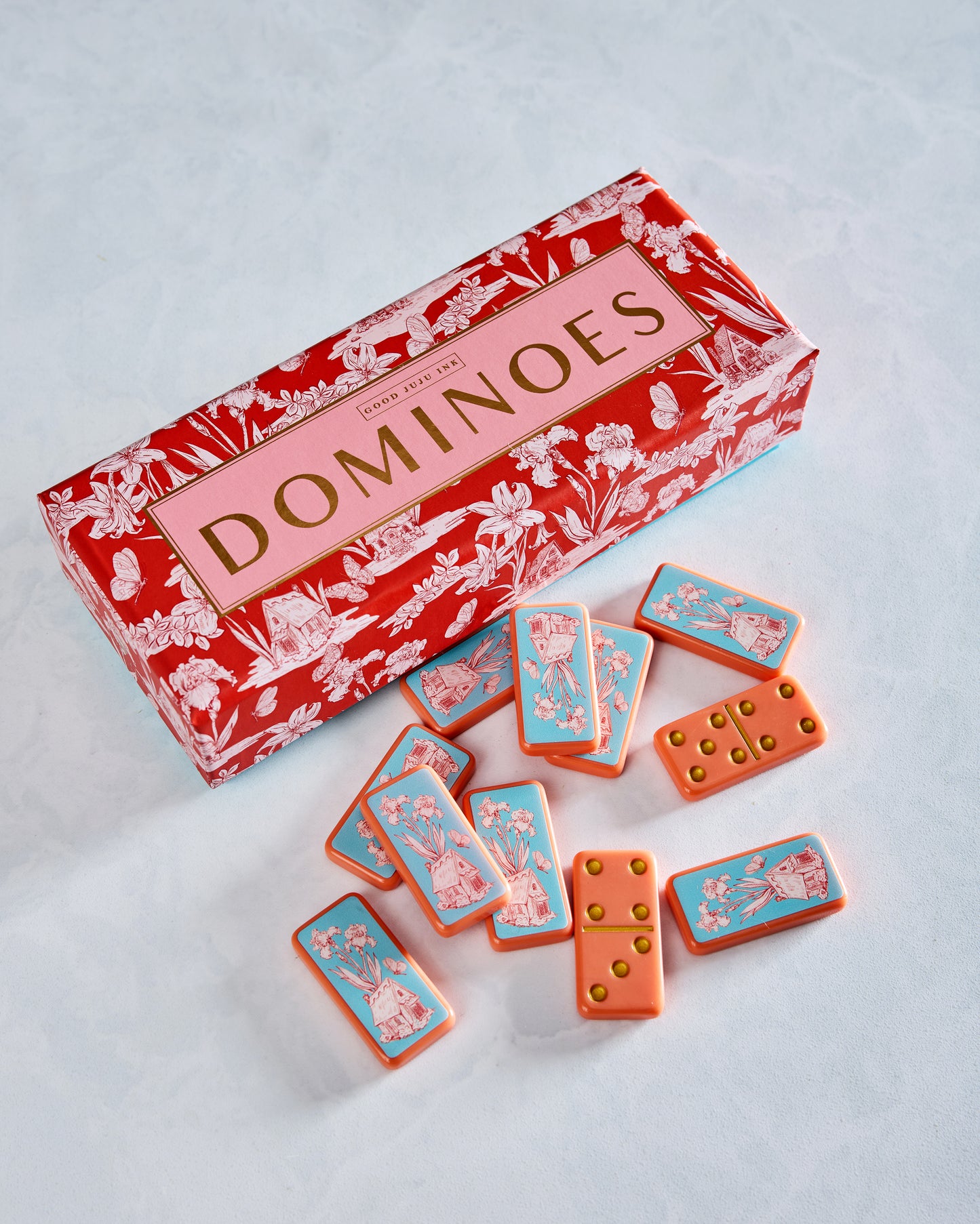 Coral - Fairy House Toile Domino Set - Good Juju Ink - Printfresh