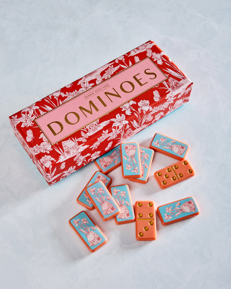 Coral - Fairy House Toile Domino Set - Good Juju Ink - Printfresh