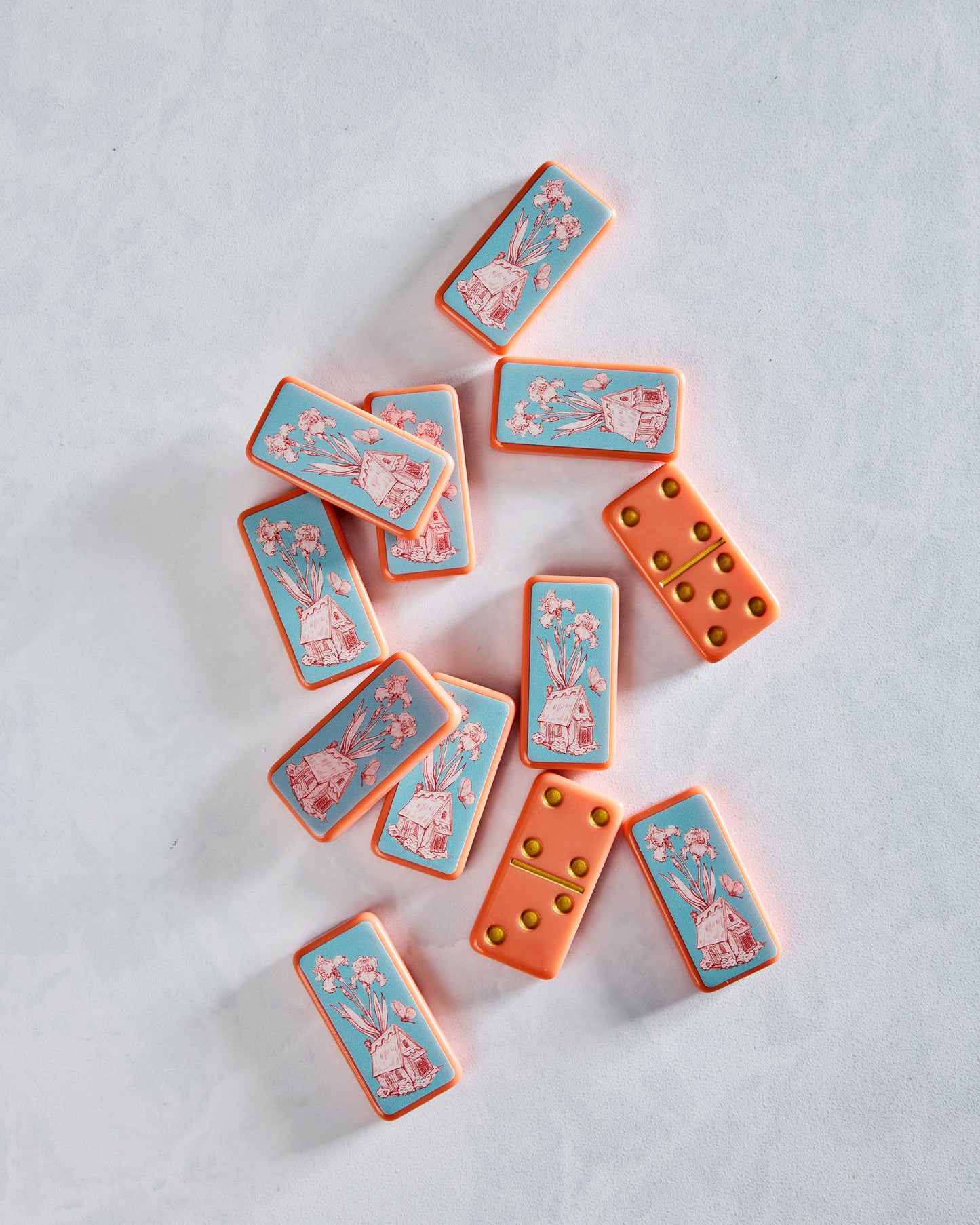 Coral - Fairy House Toile Domino Set - Good Juju Ink - Printfresh