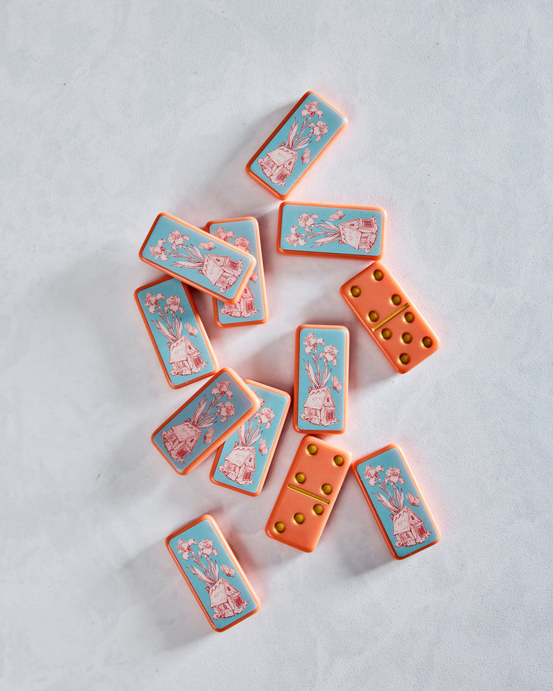 Coral - Fairy House Toile Domino Set - Good Juju Ink - Printfresh