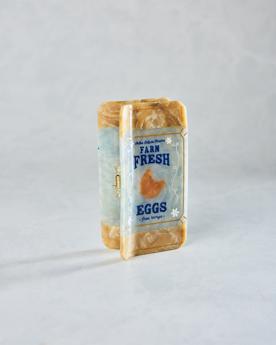 Blue Combo - Hand Painted Farm Fresh Eggs Claw Hair Clip - Solar Eclipse - Printfresh