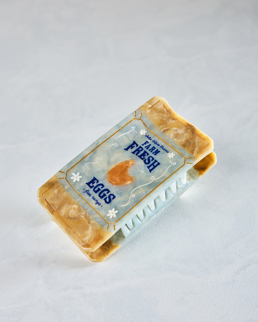 Blue Combo - Hand Painted Farm Fresh Eggs Claw Hair Clip - Solar Eclipse - Printfresh