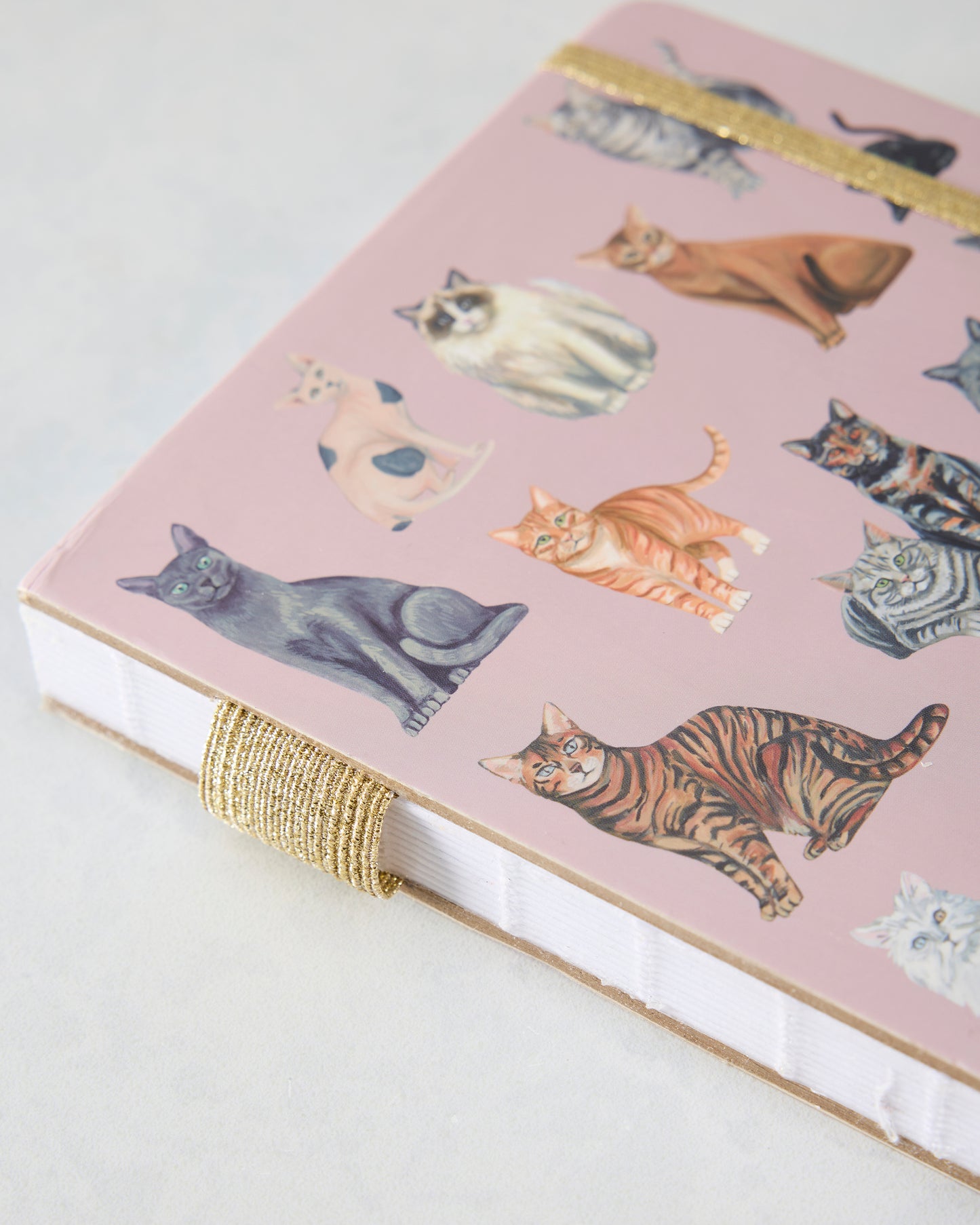 Pink Combo - Feline Friends Cats Lay Flat Lined Journal - 1canoe2 | One Canoe Two Paper Co.