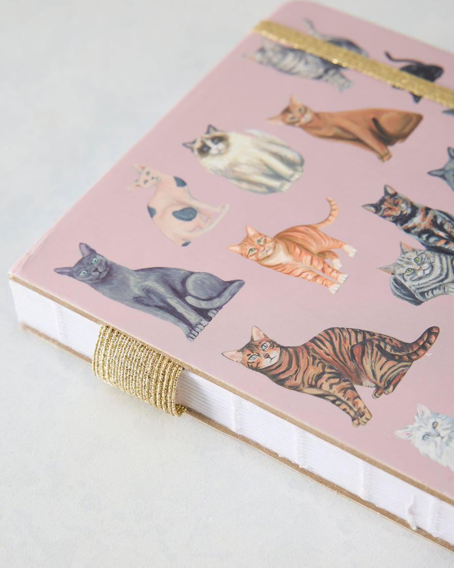 Pink Combo - Feline Friends Cats Lay Flat Lined Journal - 1canoe2 | One Canoe Two Paper Co.