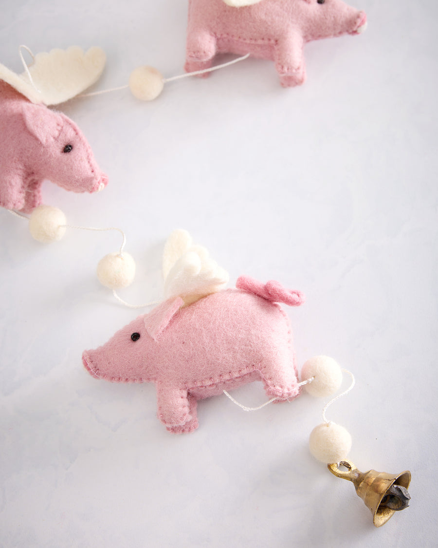 Pink Combo - Felt Flying Pig Garland - Ganapati - Printfresh