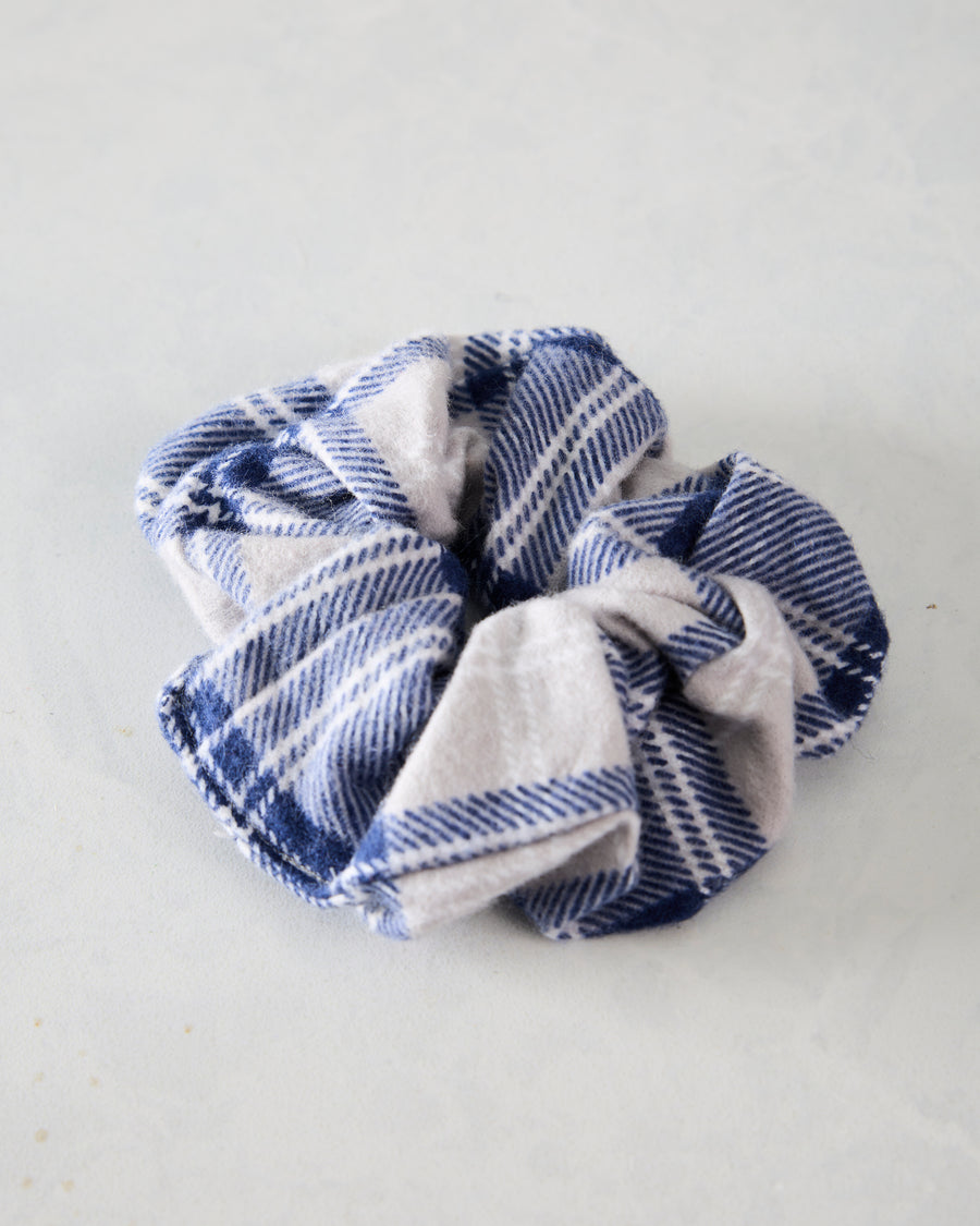 Blue Plaid - Flannel Handmade Scrunchie - QuietJoy