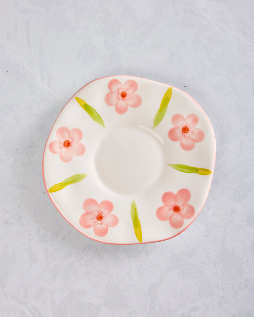 Ivory Combo - Flower Ceramic Mug and Saucer - Chow's Stories - Printfresh