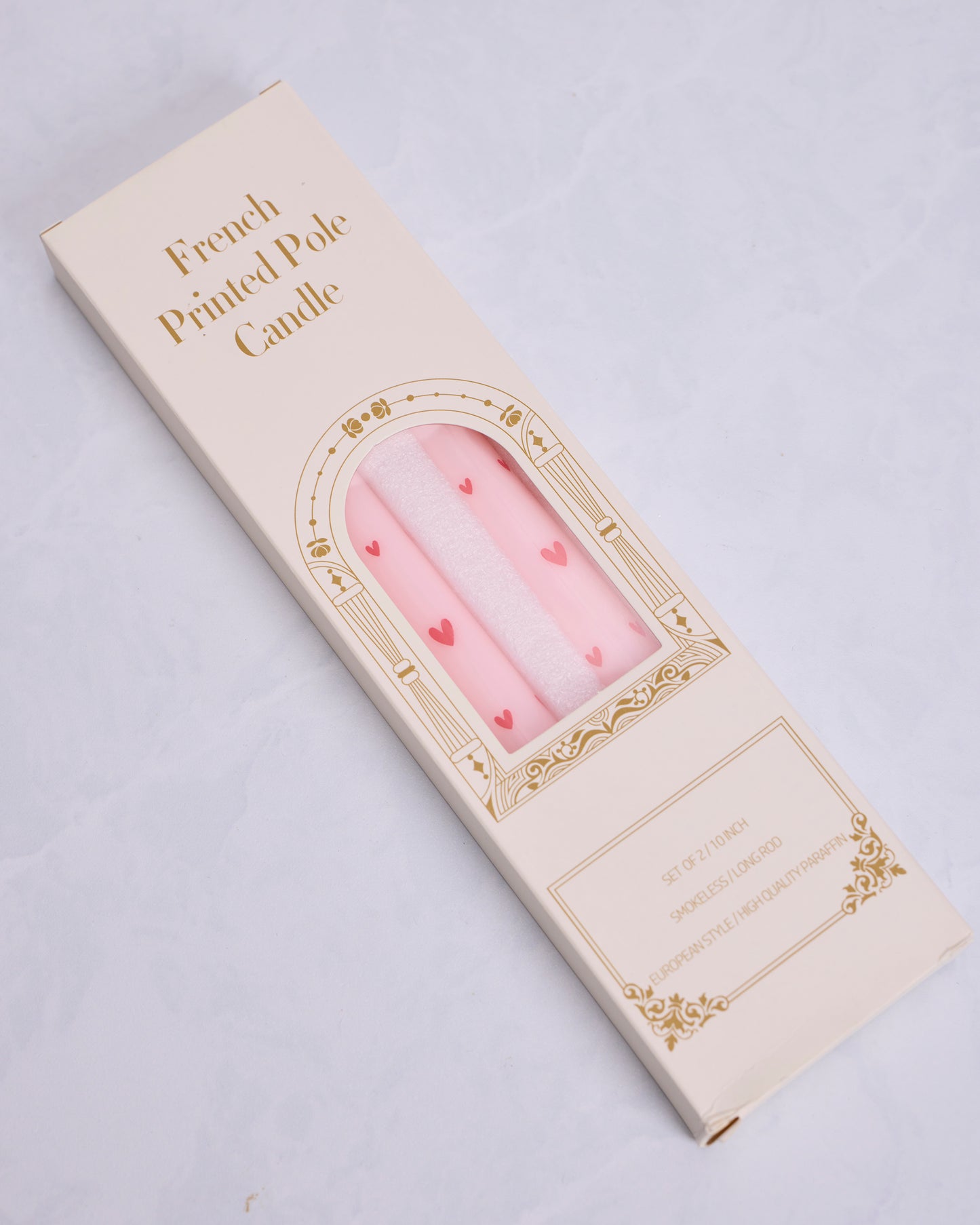 Pink Combo - French Heart Printed Pole Candle - Girly - Printfresh