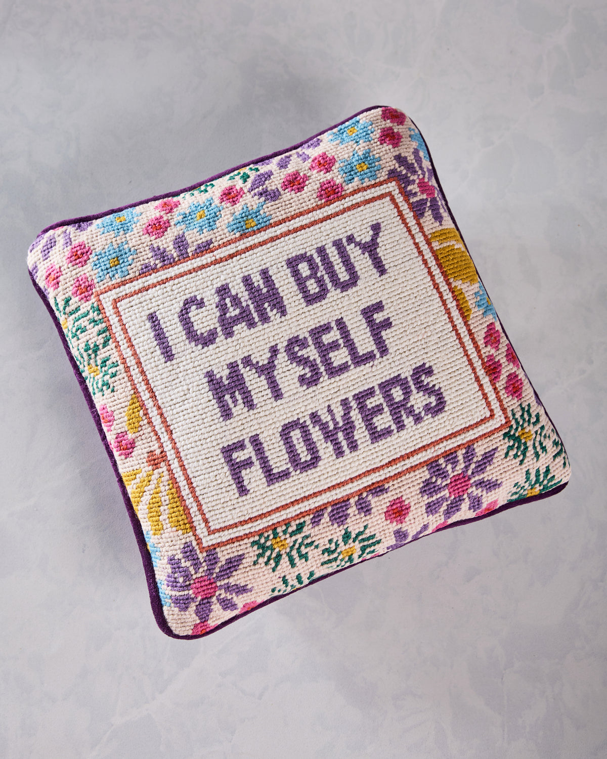 Multi - Flowers Needlepoint Pillow - Furbish - Printfresh