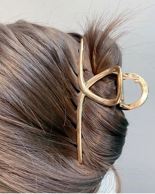 Gold - Large Hollow Twisted Hair Claw Clip - LadyJuneAccessories - Printfresh
