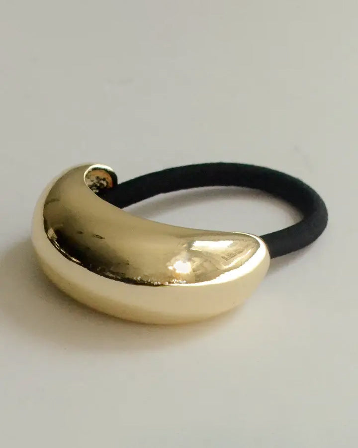 Gold - Narrow Crescent Metal Cuff Hair Tie - Nar'Sha - Printfresh