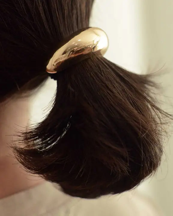 Gold - Narrow Crescent Metal Cuff Hair Tie - Nar'Sha - Printfresh