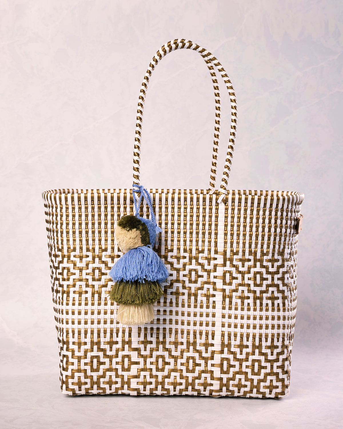 Gold & White - Preppy Tile Gold & White Citron Tote - Squeeze de Citron - Printfresh