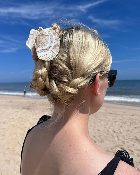 Golden Seashell - Hand-Painted Claw Hair Clip - Solar Eclipse