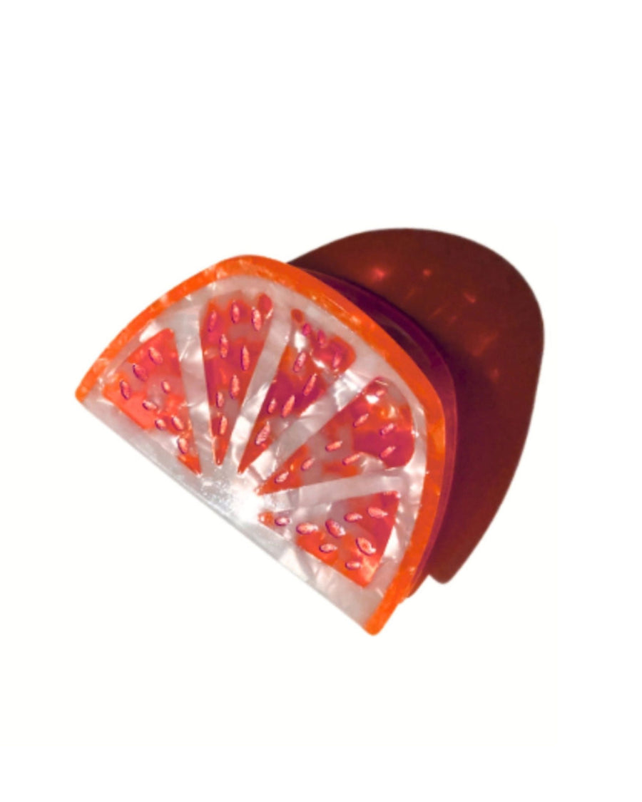 Grapefruit - Hand Painted Citrus Slice Claw Hair Clip - Solar Eclipse