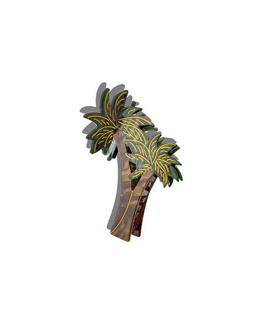 Green Combo - Hand Painted Palm Trees Claw Hair Clip - Solar Eclipse - Printfresh