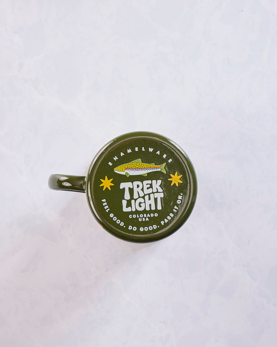 Green Multi - Trout Enamel Coffee & Camp Mug - Trek Light