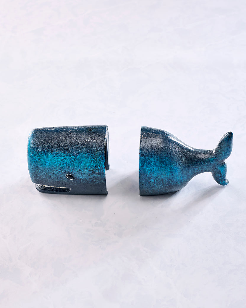 Grey - Whale Bookends Pair - Cast Iron - HomeArt
