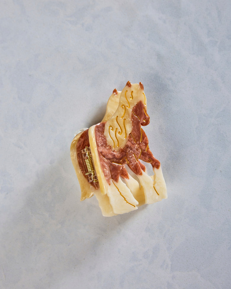 Brown Combo - Hand Painted Horse Claw Clip - Solar Eclipse - Printfresh