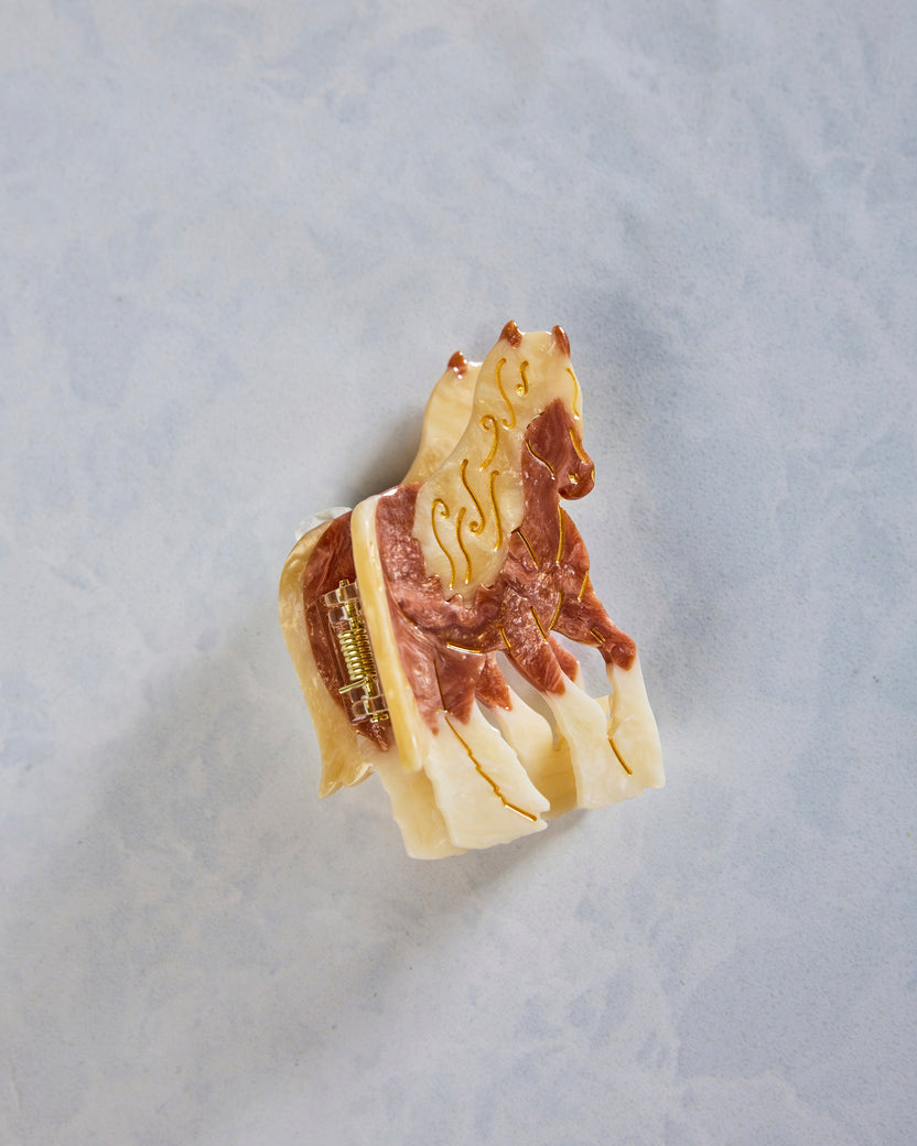 Brown Combo - Hand Painted Horse Claw Clip - Solar Eclipse - Printfresh