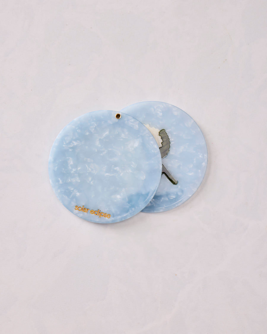 Blue Combo - Hand Painted Hydrangea Compact Mirror - Solar Eclipse - Printfresh