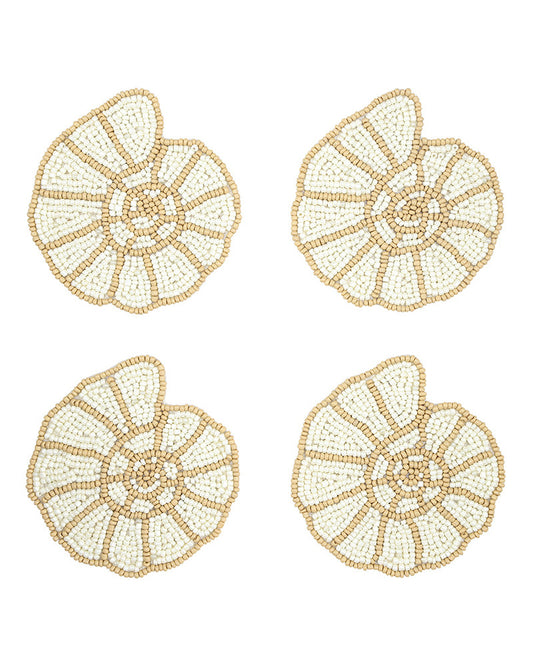 Ivory Combo - Beaded Shell Coasters Set of 4 - Creative Brands - Printfresh