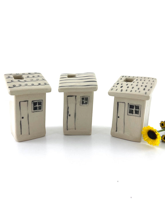 Ivory Combo - Ceramic House Bud Vase Set of 3 - Magpie Mischief - Printfresh