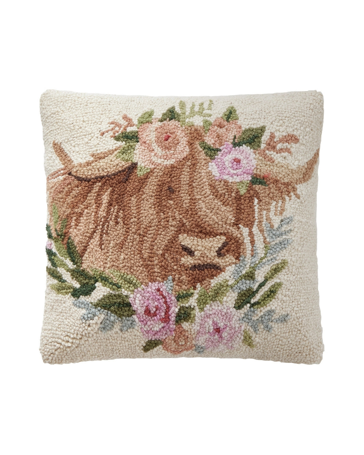 Ivory Combo - Highland Cow Hook Pillow - Peking Handicraft