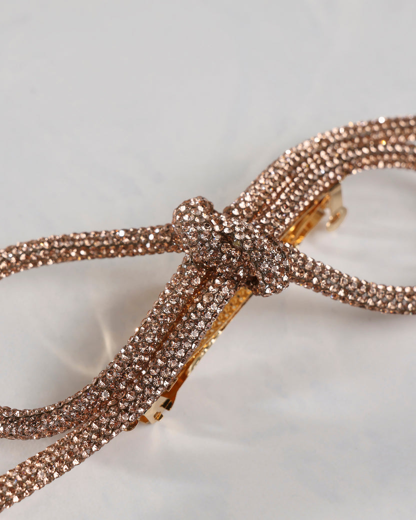 Gold - Sparkling Bow Barette - LadyJuneAccessories