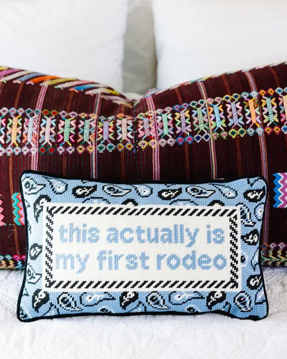 Light Blue Combo - First Rodeo Needlepoint Pillow - Furbish - Printfresh