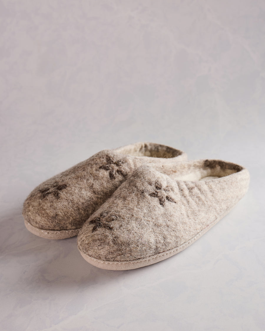 Light Grey - Embroidered Floral Slipper - Care by Me - Printfresh