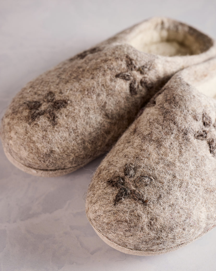 Light Grey - Embroidered Floral Slipper - Care by Me - Printfresh