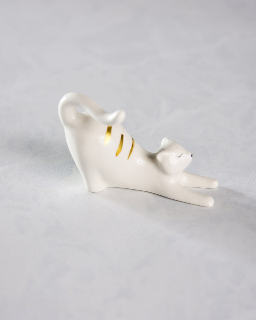 White Combo - Ceramic Stretching Cat Ring Holder - Lisa Angel - Printfresh