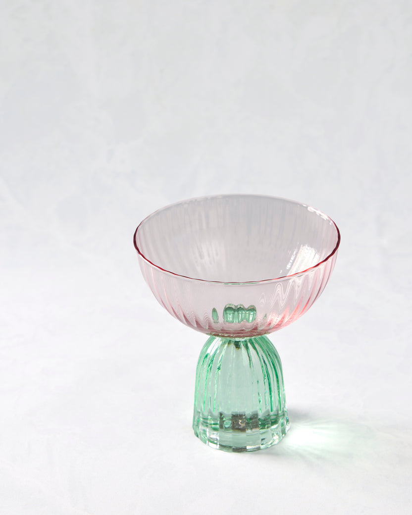 Green/Pink - Mahjong Coupe Glass - Slant Collections by Creative Brands