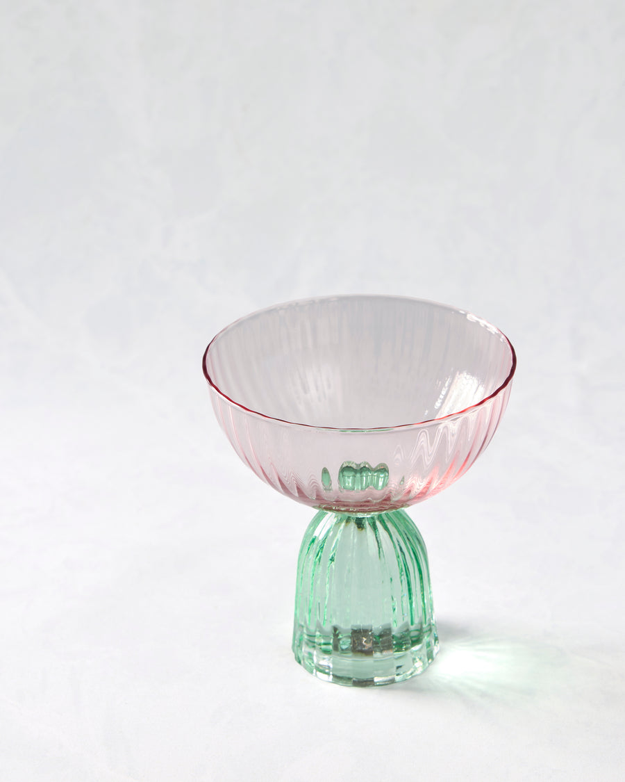 Green/Pink - Mahjong Coupe Glass - Slant Collections by Creative Brands