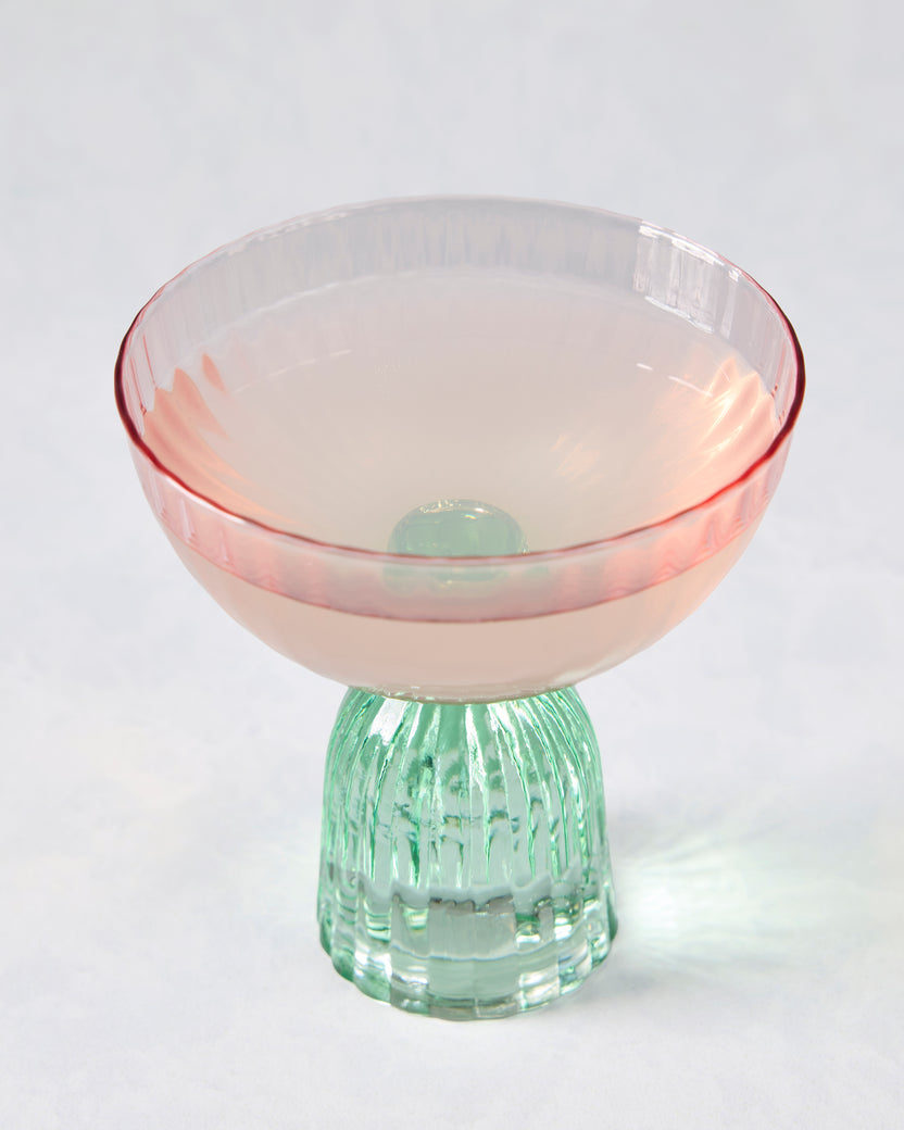 Green/Pink - Mahjong Coupe Glass - Slant Collections by Creative Brands