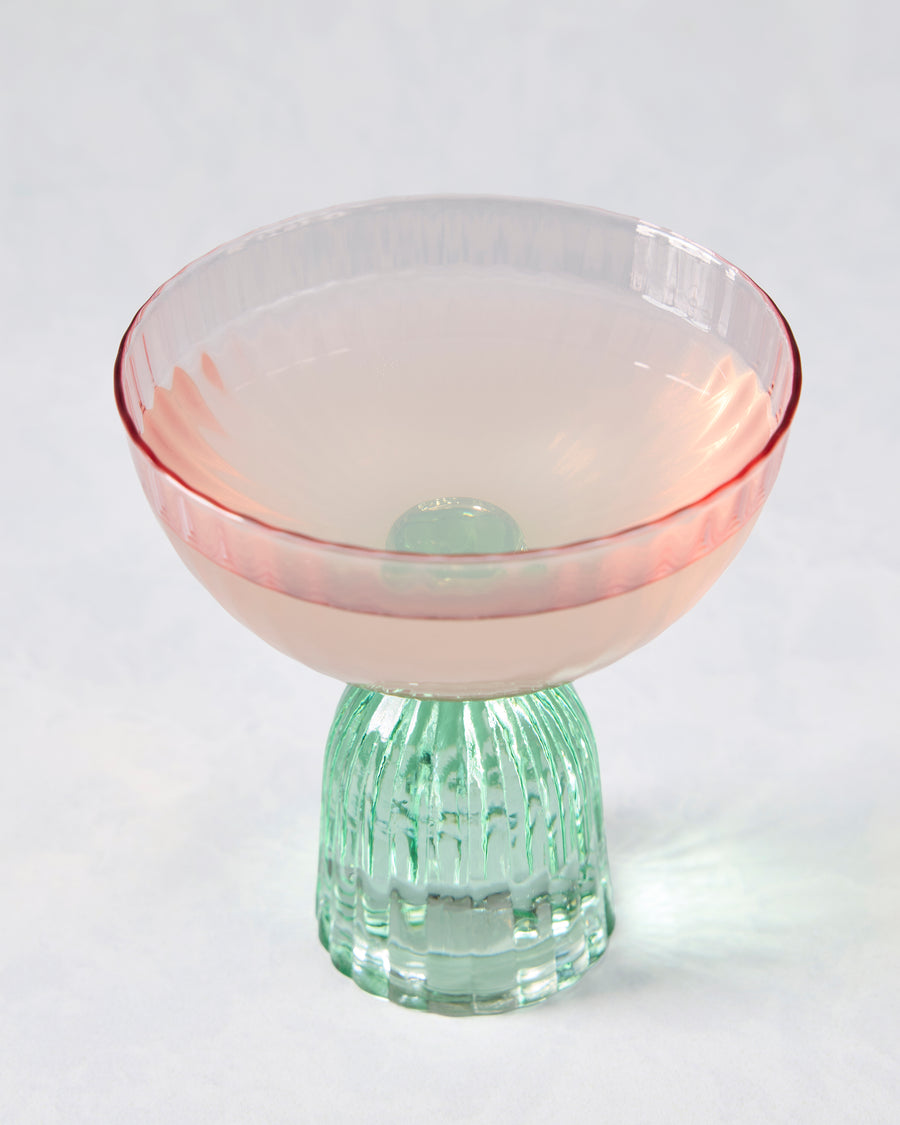 Green/Pink - Mahjong Coupe Glass - Slant Collections by Creative Brands