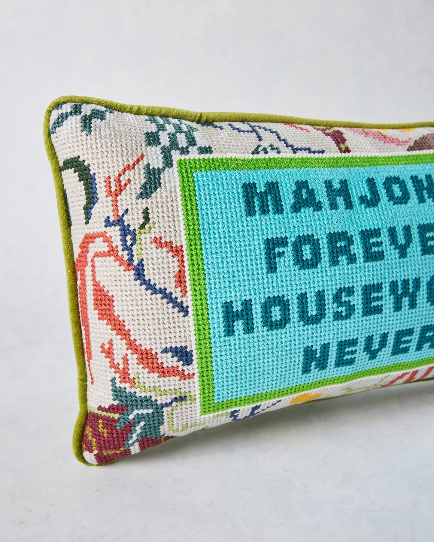 Multi - Mahjong Needlepoint Pillow - Furbish Studio - Printfresh
