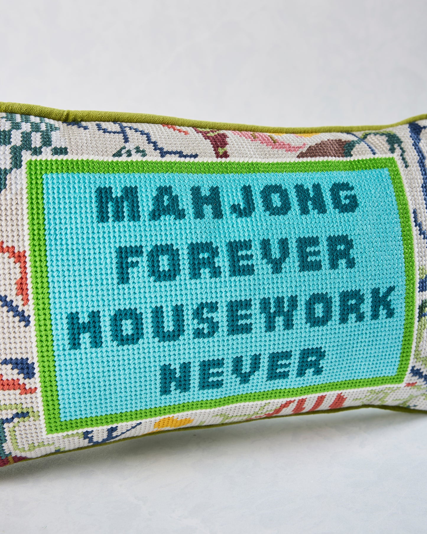 Multi - Mahjong Needlepoint Pillow - Furbish Studio - Printfresh