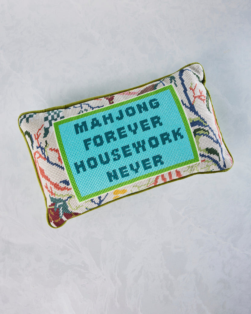 Multi - Mahjong Needlepoint Pillow - Furbish Studio - Printfresh